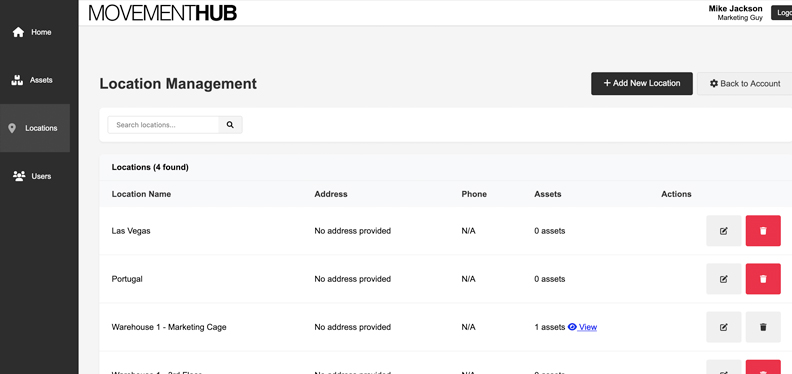 Location Management Interface